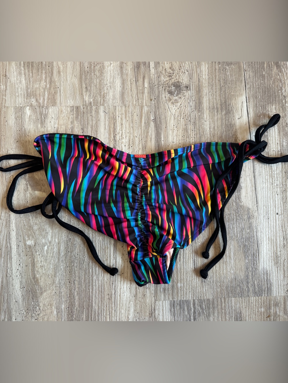 Doll Swimwear Rainbow Zebra Print Swim Bottom - Multicolor ruffled back Large
